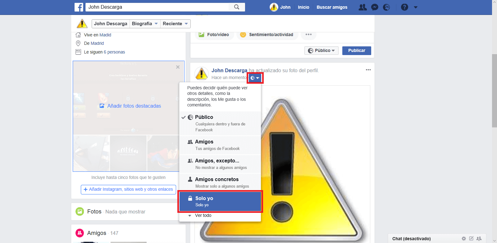 Como cambiar la foto de perfil de Facebook sin notificar a 